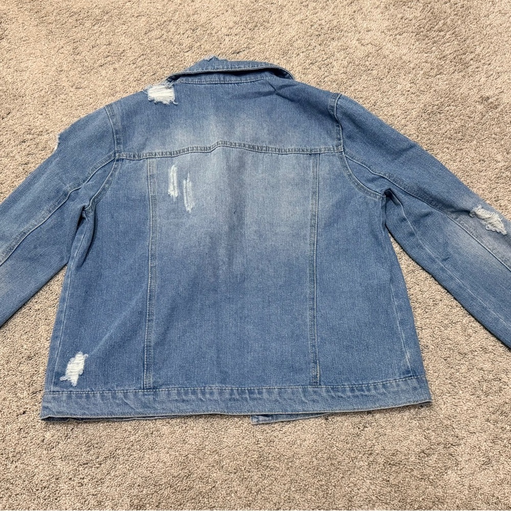 Ci Sono Light Blue Distressed Jean Jacket - Picture 3 of 3